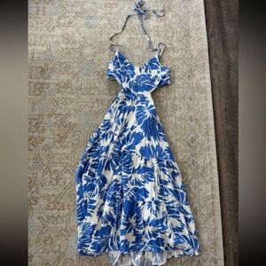 Vestique Blue and White Floral Maxi Dress